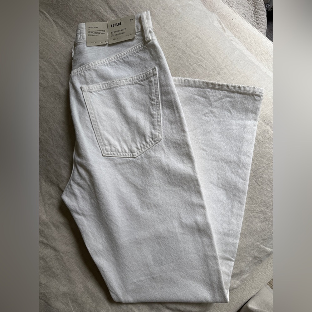 NWT Agolde High Rise 90’s pinch Straight White Jeans